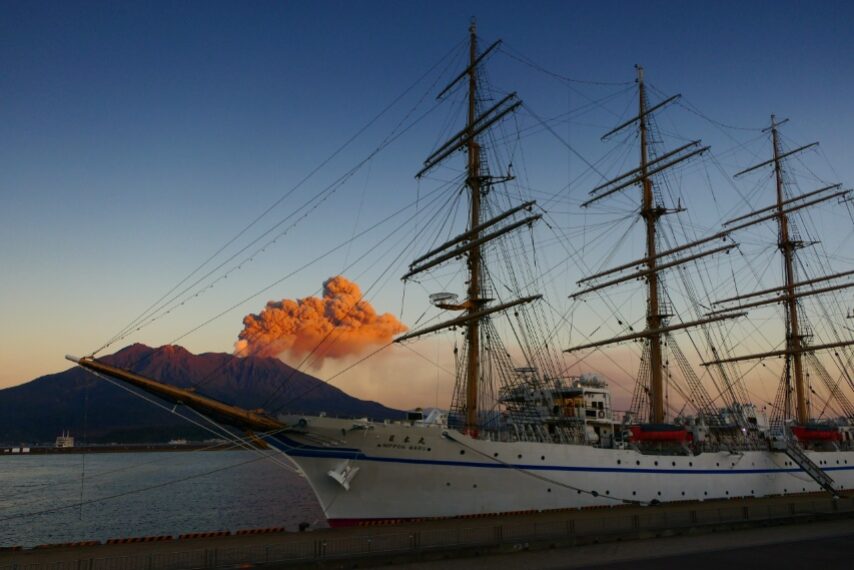夕方、桜島が噴火