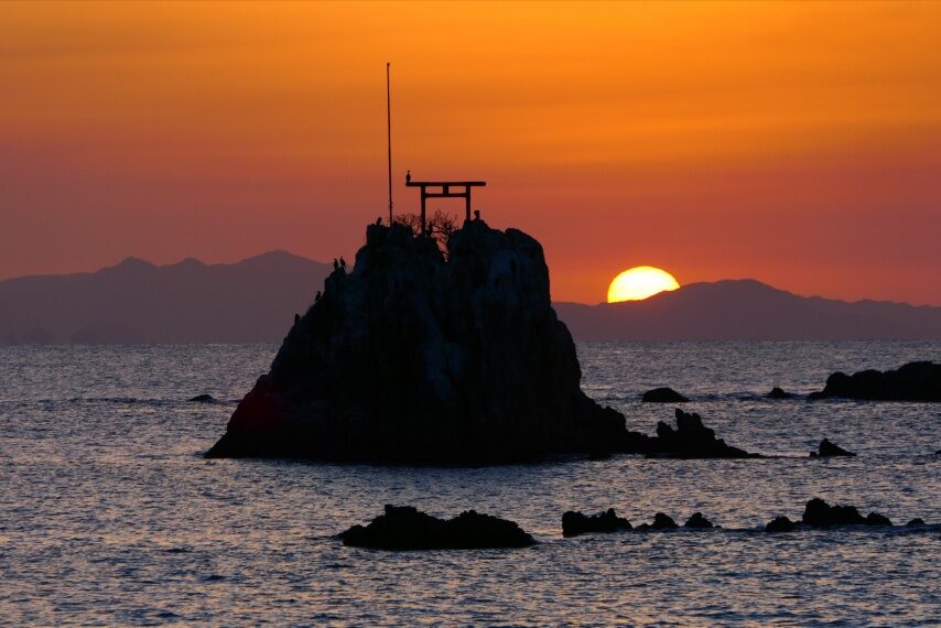 阿久根牛ノ浜景勝地に沈む夕陽-4