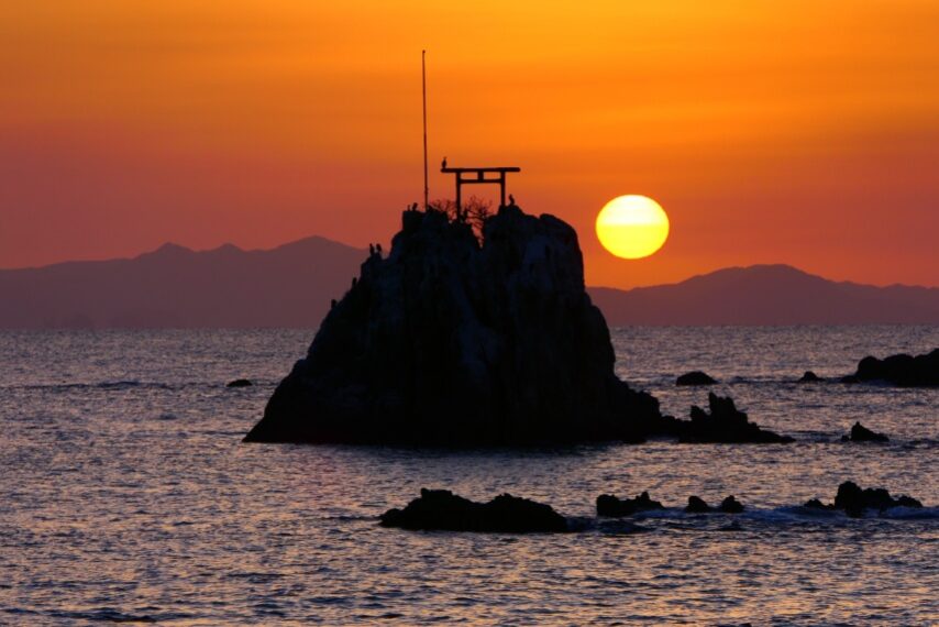 阿久根牛ノ浜景勝地に沈む夕陽-3