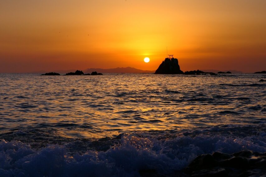 阿久根牛ノ浜景勝地に沈む夕陽-5